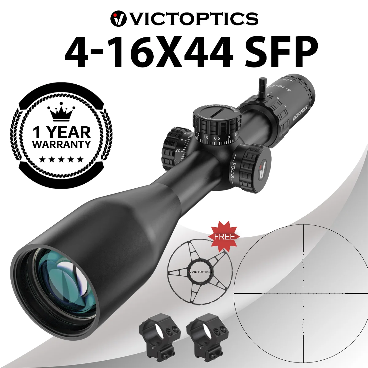 

VictOptics S4 4-16X44 MDL Airsoft Sight Hunting Tactical Rifle Scopes Mount Glass Etched Reticle For .223 5.56 AR15