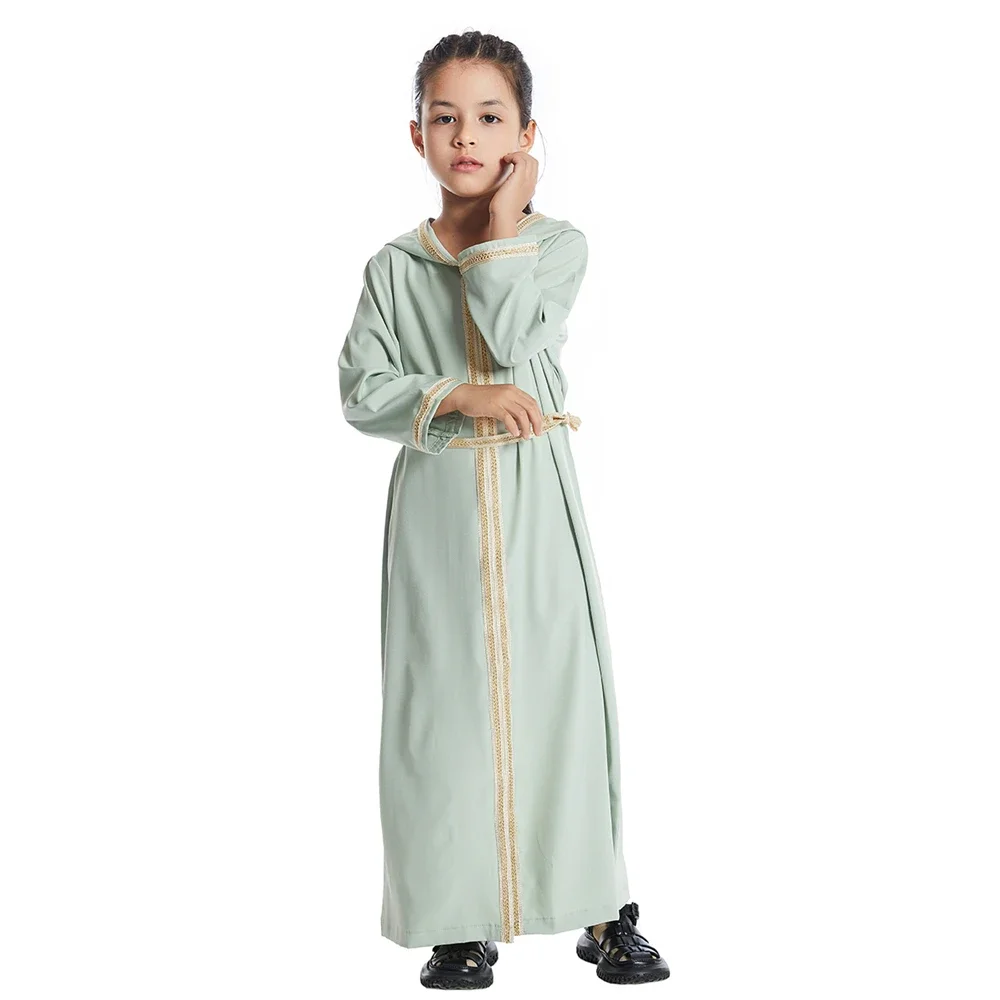 Abaya con capucha Eid para niños y niñas, vestidos largos Maxi, caftán de Dubái, bata árabe islámica, fiesta, oración marroquí, caftán, Turquía, Ramadán