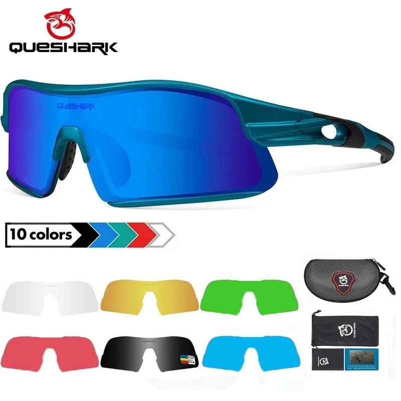 

QUESHARK 5 линз набор взрослых поляризованные велосипедные солнцезащитные очки спортивные MTB велосипедные очки для верховой езды дорожные УФ зеркальные велосипедные очки QE49