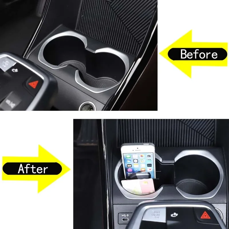 cheya ABS Black Car Central Control Cup Holder Divided Storage Box Mobile Phone Card Storage Box for BMW X1 iX1 U10 U11 2023+