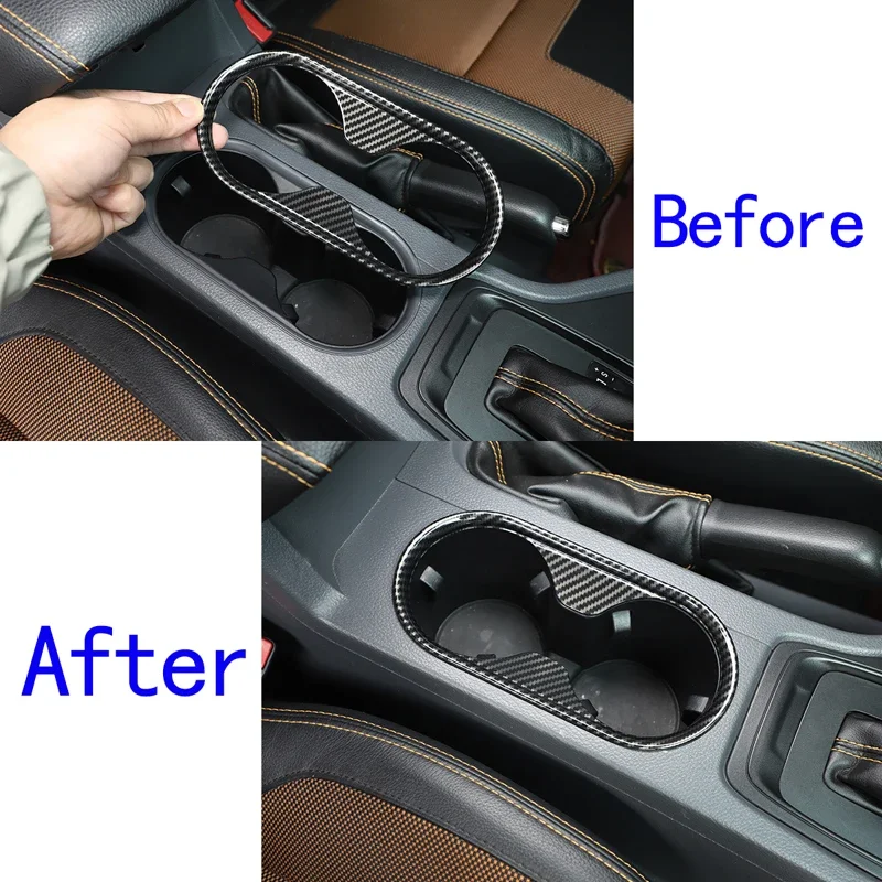 

For 2015-2021 Ford Ranger Wildtrak ABS carbon fiber car styling car central control water cup frame sticker car interior parts