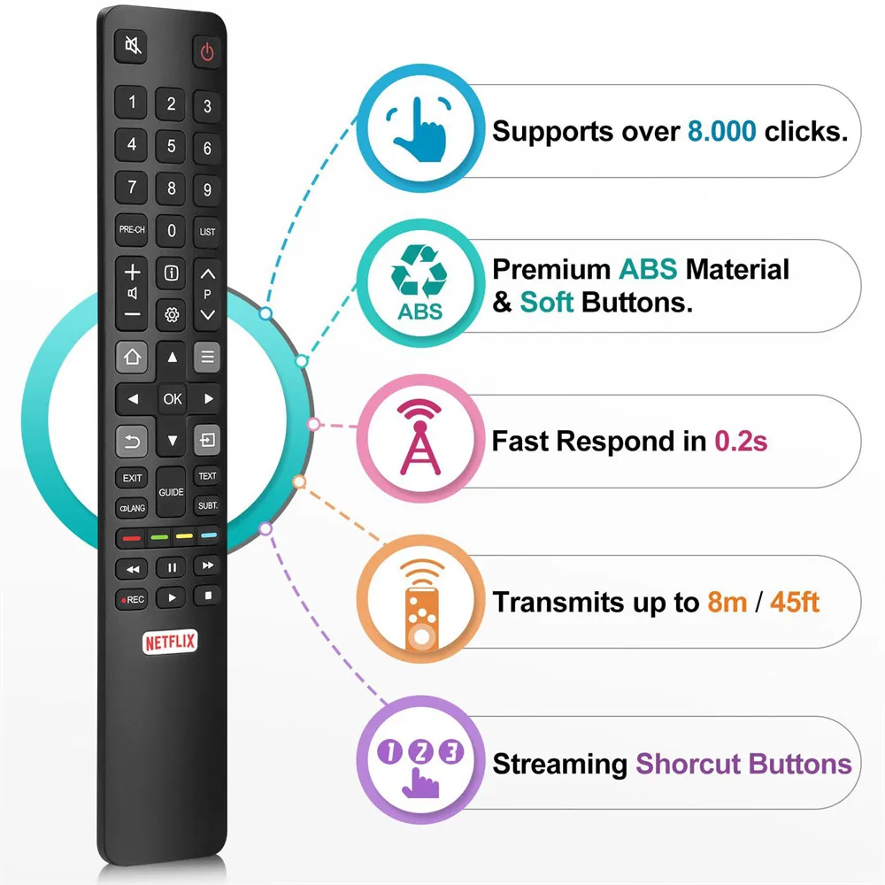 جهاز تحكم عن بعد بديل RC802N لتلفزيون TCL 4K HDTV P20 Series C2 Series 49C2US 55C2US 65C2US 75C2US YAI2 تلفزيونات ذكية