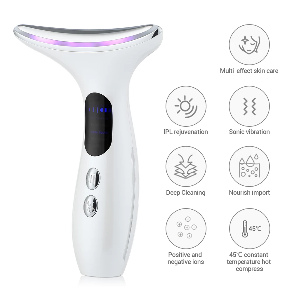 EMS Microcurrent  Face Neck Beauty Device LED Photon Firming Rejuvenating Anti Wrinkle Thin Double Chin Skin Care Facial Massage