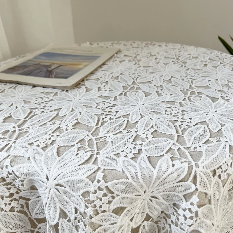 

1yard High water-soluble hollow lace tecidos para costura Large flower embroidery tissu Dress decorative tablecloth fabric