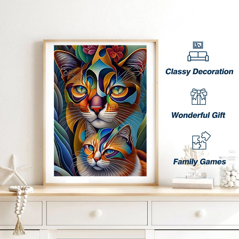 두 고양이 나무 퍼즐 게임, 독특하게 불규칙한 동물 모양의 조각 직소 퍼즐 장난감, 청소년을 위한 창의적인 선물