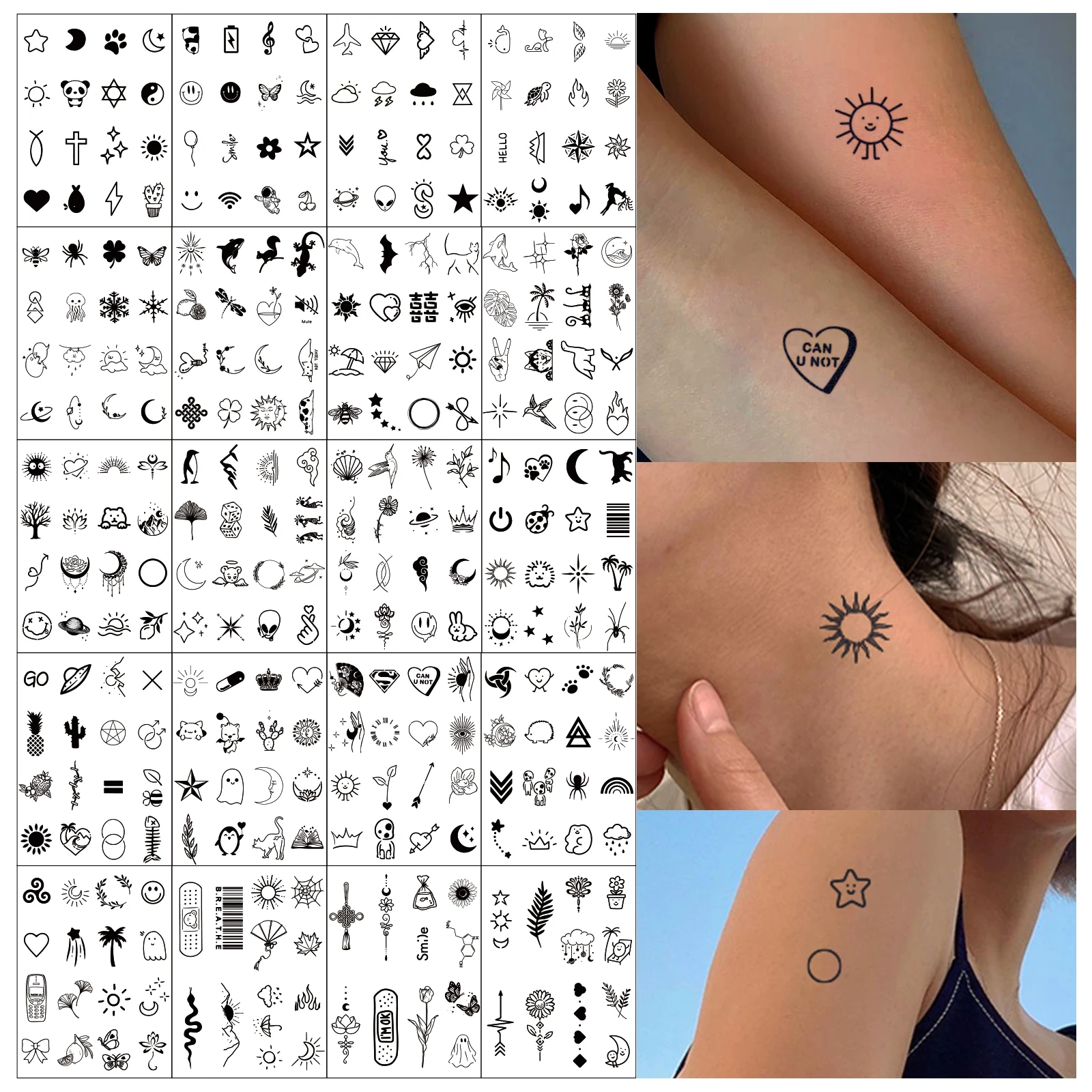 Impermeável Tatuagem Temporária Etiqueta, Pequena Linha Simples Tatuagem De Flor, Folha Bonito, Dedo Falso, Pulso, Mulheres Body Art, 20Pcs