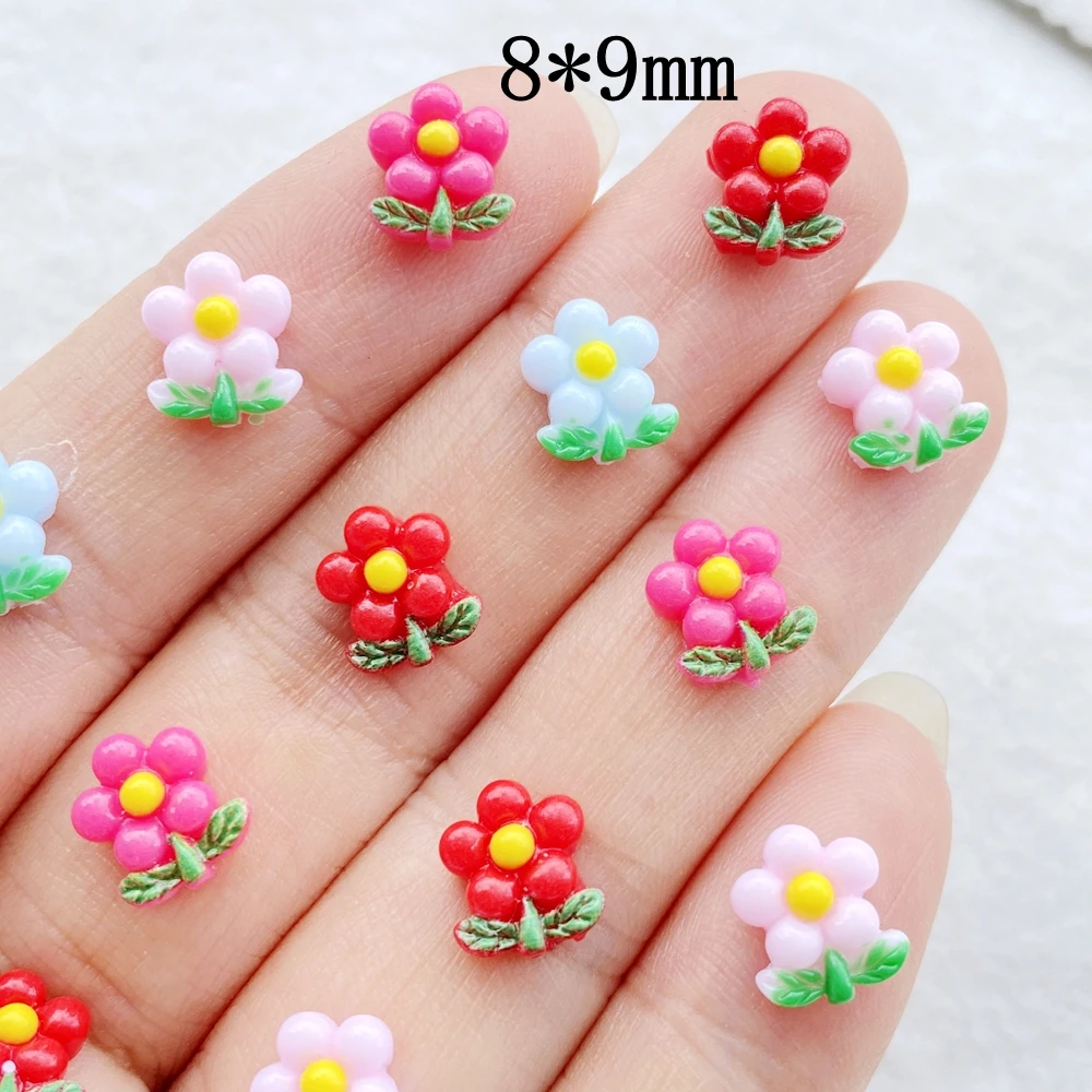 50pcs Resin 3D Small Chrysanthemum Figurines Flat back Rhinestone Scrapbook DIY Wedding Decor Jewelry Accessories Crafts