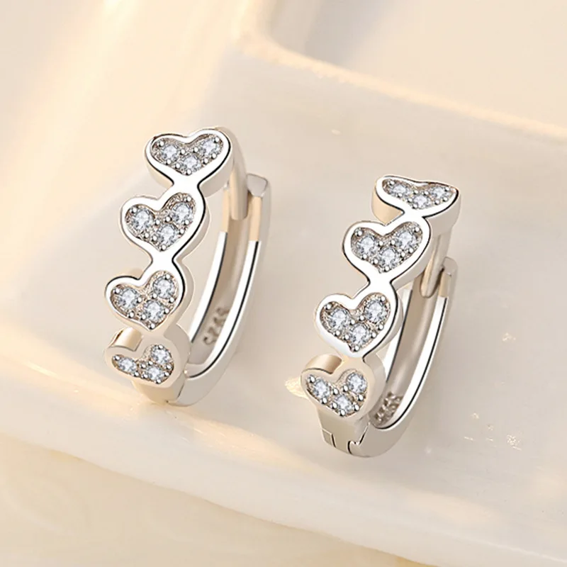 Women's 925 Sterling Silver Crystal Circle Hoop Earrings, Versatile