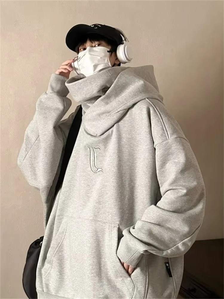 American High Street Functional Style Hooded High Collar Jacket Men's Oversize Versatile Casual Top Trendy Autumn Wear