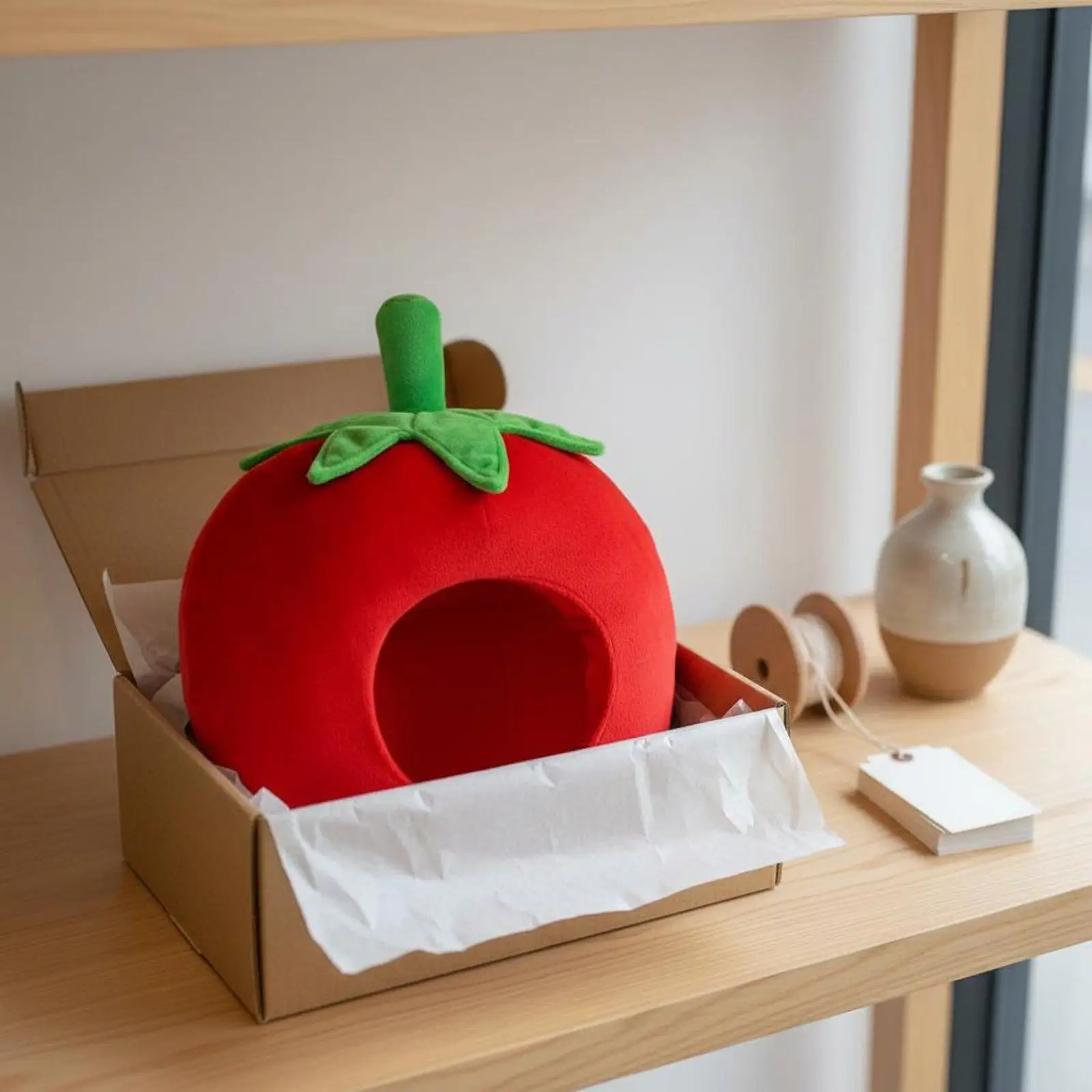 Vivid Tomato Hood Hat Soft PP Cotton Cosplay Headgear Mini Funny Hat for Social Media Parties Performance