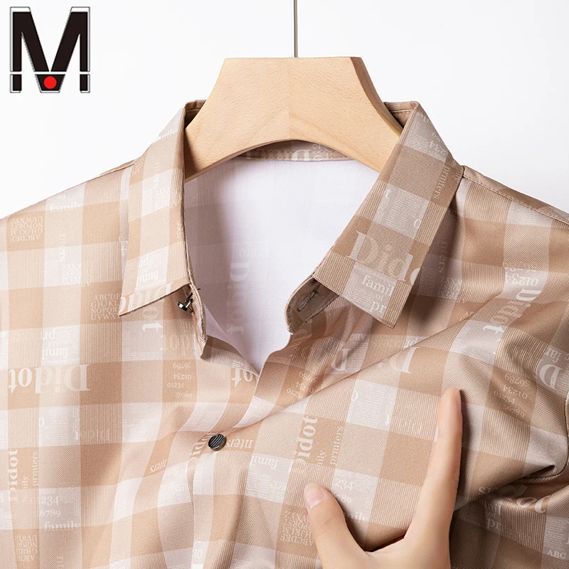 

2024 Summer New Men's Business Casual Printed Short Sleeved Shirt Fashion Comfortable Wrinkle Resistant Top