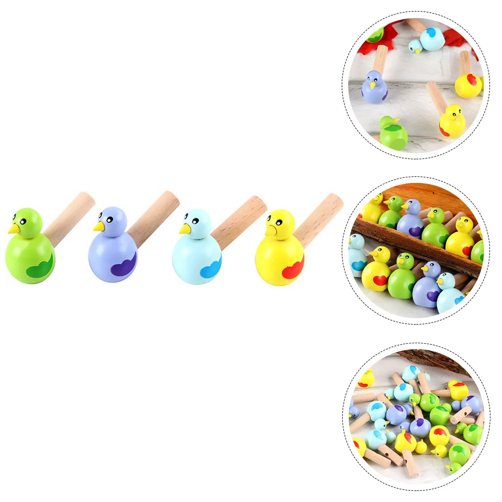 4 Pcs Bird Whistle Cartoon Toy Infant Toys Animal Mini Plaything Wooden Colorful Girl for Kids