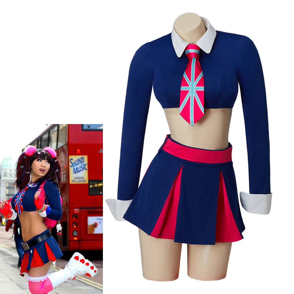 Movie Austin Powers Fook Mi Cosplay Costume Women Sexy Crop Top Short Skirts Suits Halloween Party Uniform Outfits