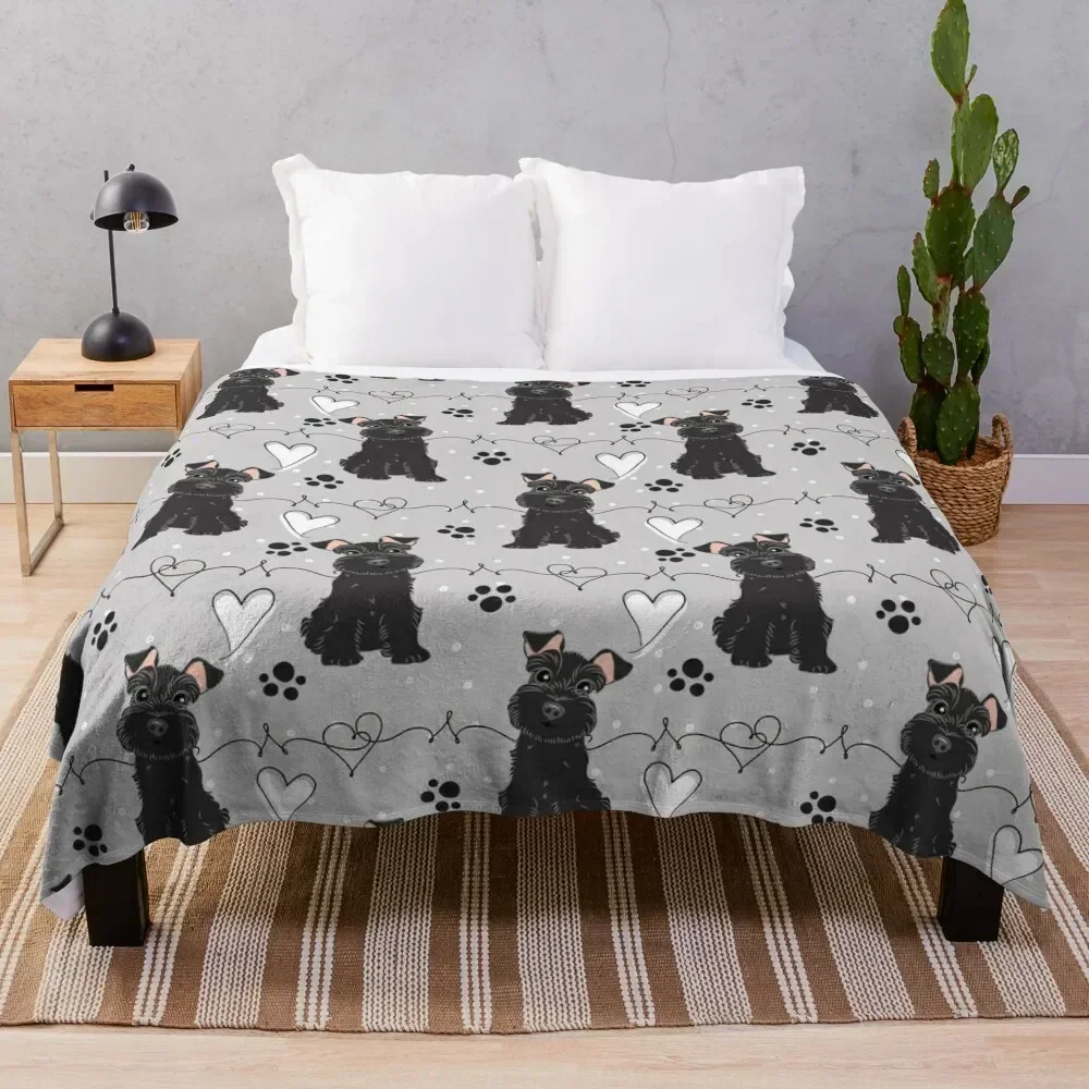 

Love Black Miniature Schnauzer Throw Blanket Beach Fashion Sofas for winter Blankets