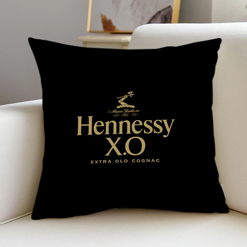 Home square pillow bedroom sofa leisure comfortable pillow car living room Hennessy Brandy brand logo tide pillowcase Home Decor