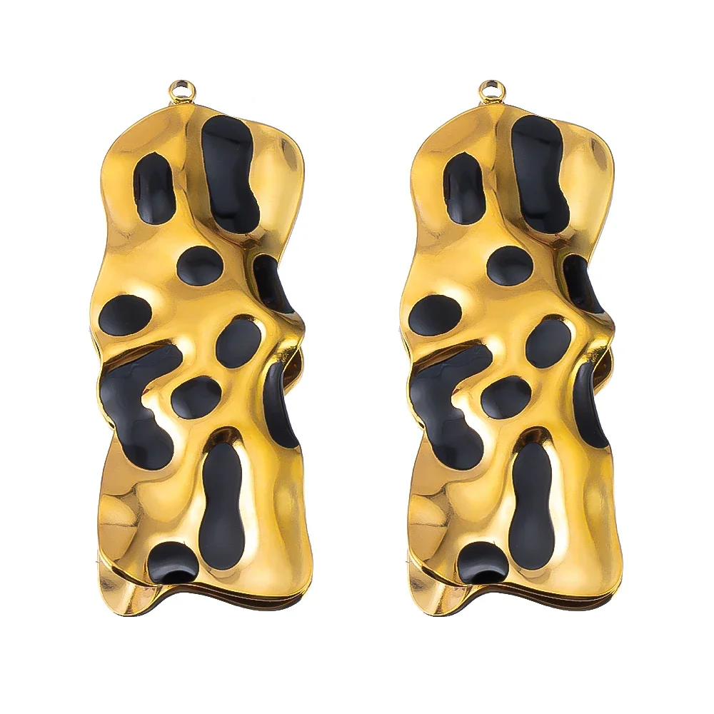 2 قطع فاسق الأسود المينا الفولاذ المقاوم للصدأ قلادة قلادة سحر قاعدة مطلية بالذهب أقراط المواد أساور يدوية النتائج مجوهرات