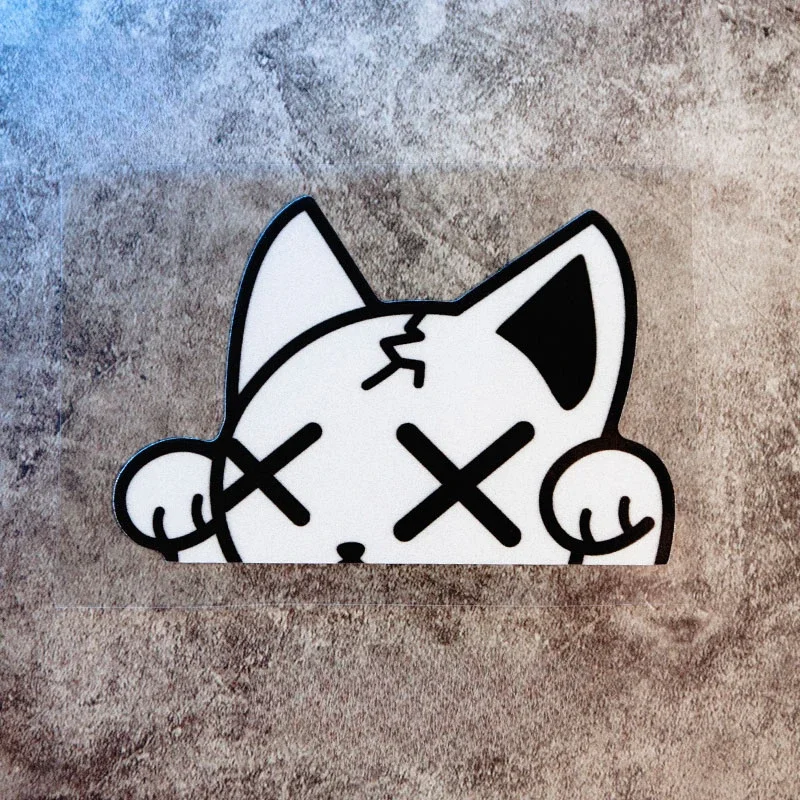 JDM Xx Eye Maneki-neko Lucky Cat Wasserdichter Vinyl-Aufkleber, niedlicher Cartoon-Aufkleber für Autofenster, Auto-Styling, Dekor, Zubehör, 1 Stück