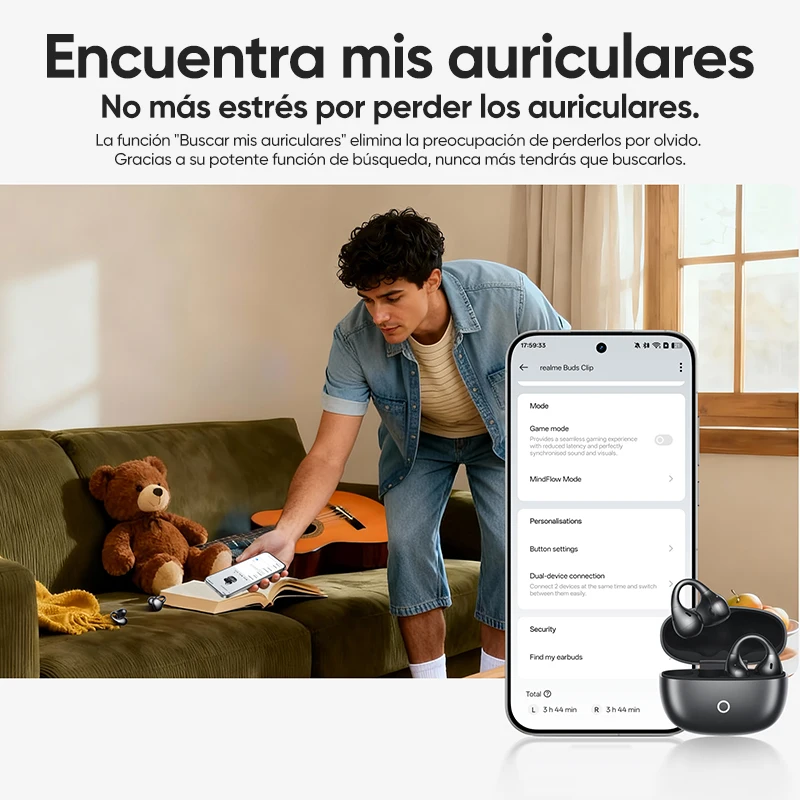 realme Buds Clip 2026 nuevos auriculares OWS con IA, 85 dB, 36 horas de autonomía, Bluetooth 5.4 e IP55 para los smartphones realme GT 7 Pro y realme 14 Pro Plus 8