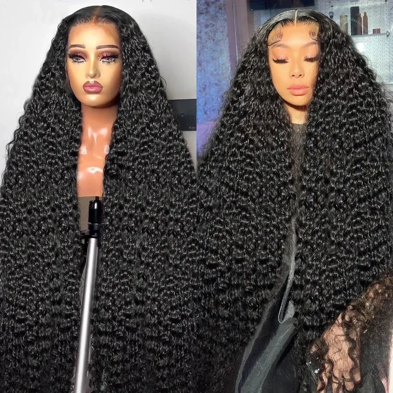 Deep Wave 13x4  Lace Front Human Hair 250 Density 30 40 Inch Curly Glueless 13x6 HD Transparent Lace Frontal Wigs For Women