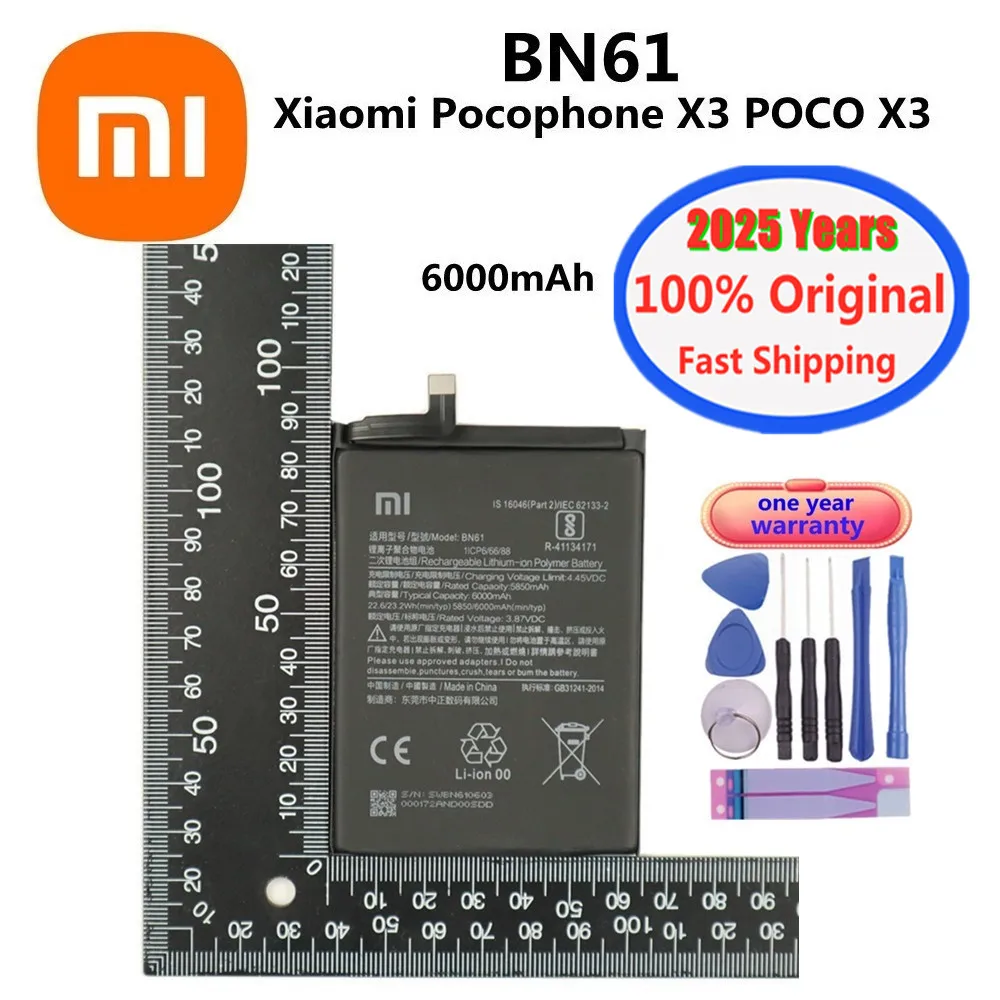 2025 Years 100% Original Battery For Xiaomi Poco X3 Pocophone X3 PocoX3 BN61 Phone Battery Bateria Fast Shipping + Tools