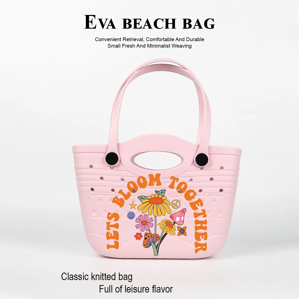 

1 Piece of Cute Cartoon Flower-Printed Eva Beach Bag, Waterproof and Durable, Suitable for Daily Use at the Beach or by the Sea, Large Capacity to Hold Items Like Mobile Phones, Books, Swimsuits, Etc., Suitable for Travel, Vacation, Daily Shopping, and Co
