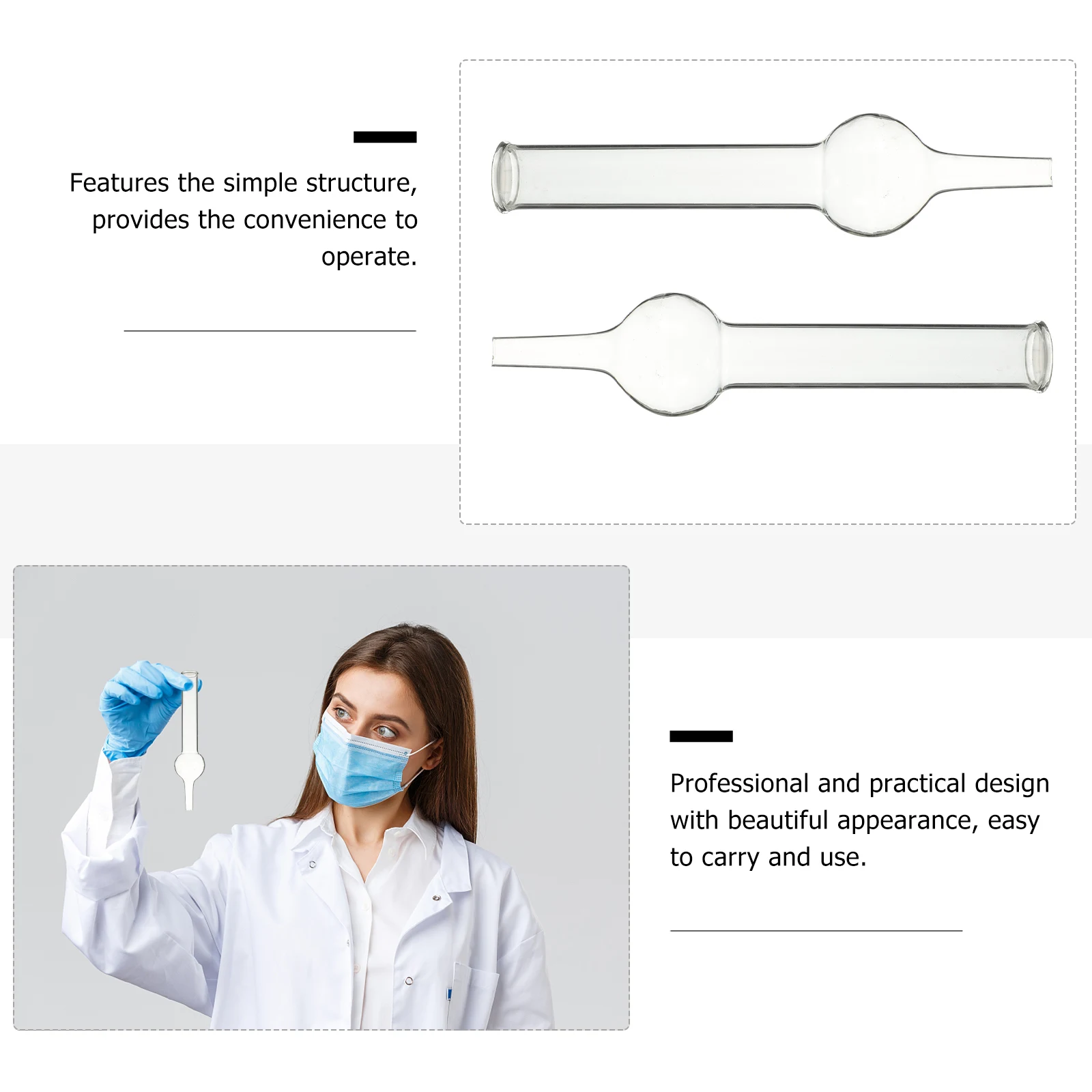 

4Pcs One Ball Drying Tubes Smooth Inner Wall Professional Design for Chemistry Experiment School Teaching Drying Tubes