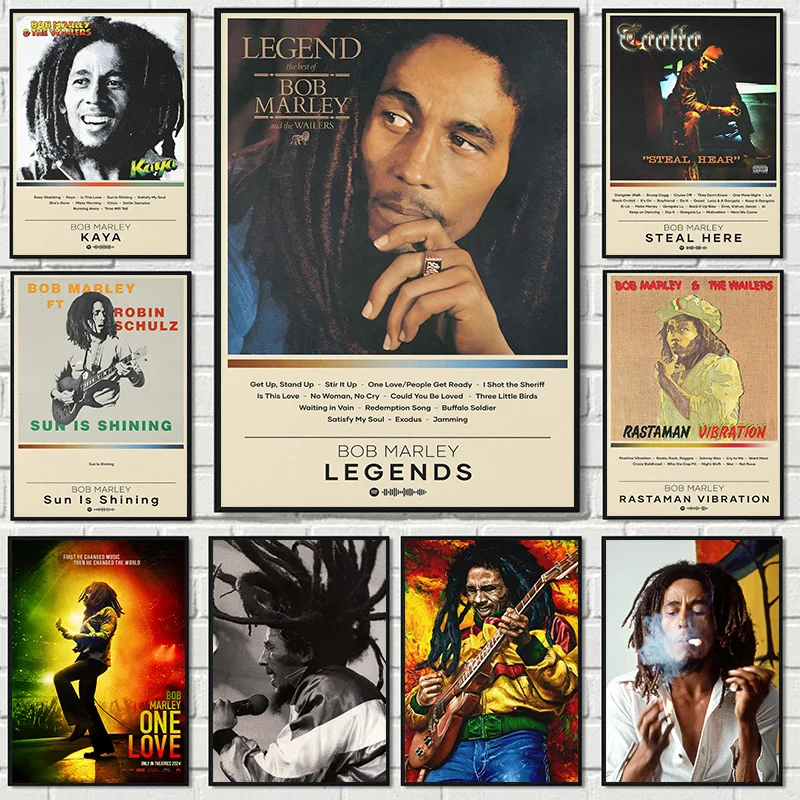 Vintage Sinnger Bob Marley Smoking Photo Classic Music Album Covers Poster Wall Art Pictures Canvas Painting Home Dorm Decor