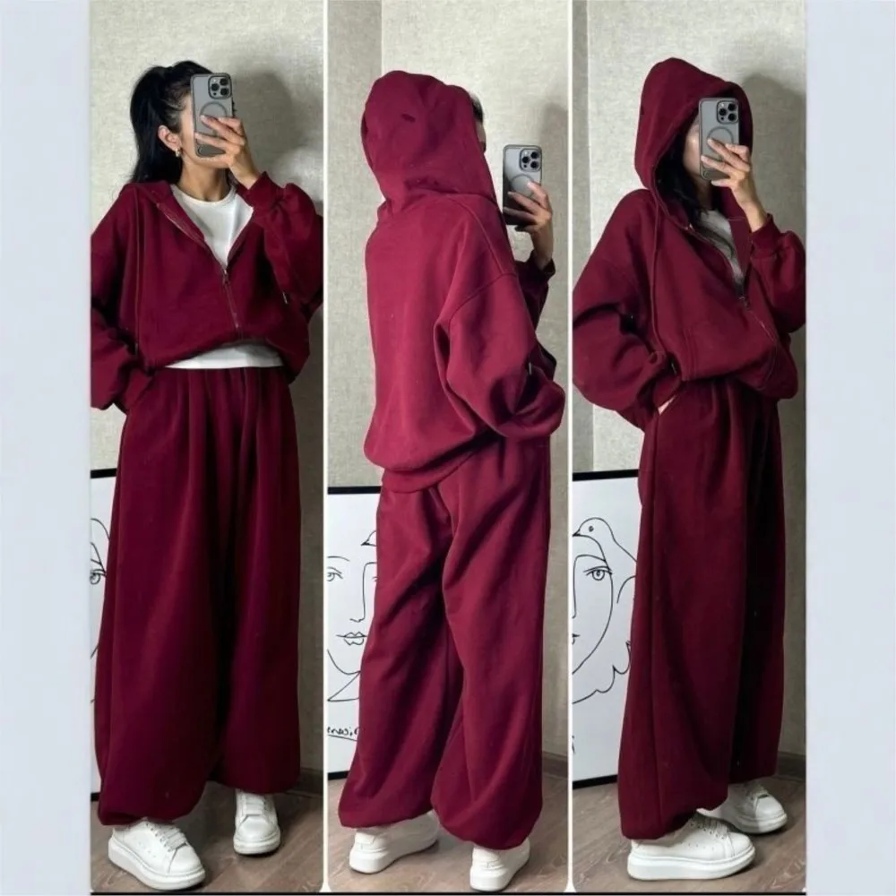 MsChuh Casual Two Piece Outfit 2 Pieces Set For Woman Simple Style All-match Commuting Sports Coat Pants Looes Daily Solid Color