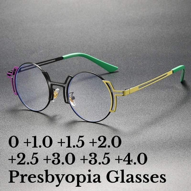 

2026 New Hollow-Frame Anti-Blue Light Presbyopia Glasses Stylish Round-Frame Ultra-Lightweight High-Definition Reading Eyewear