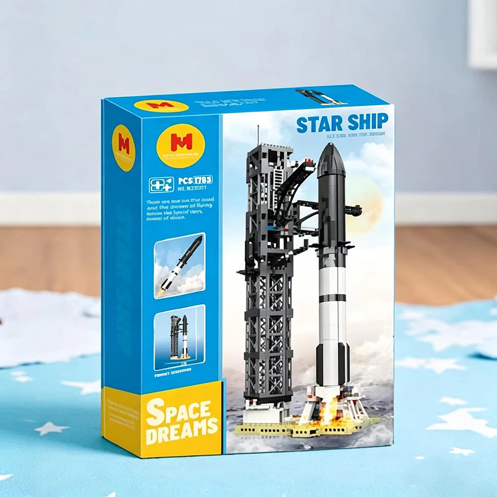 Star-ship 1763PCS Building Blocks Kids Toys For Space X New Return Type Rocket Model Split Joint Puzzle Building Block Toy Gift