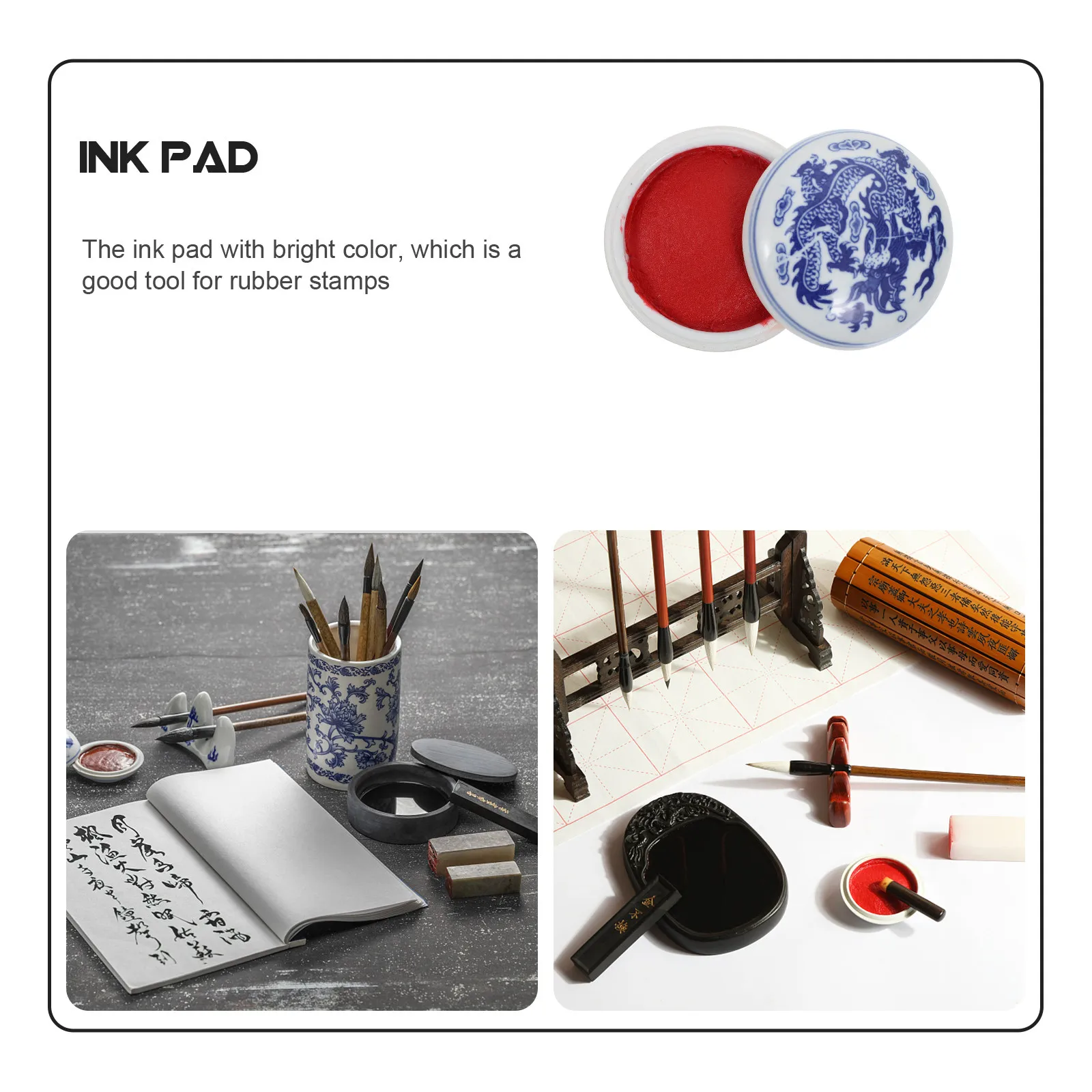 Portable Round Inkpad with Vibrant Red Ink Suitable for Calligraphy Rubber Stamps Scrapbook Crafts Lightweight Art Tool