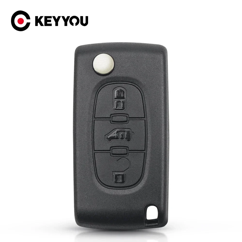 

KEYYOU 10x CE0523/CE0536 Replacement For Fiat Scudo HU83/VA2 Blade Flip Folding Remote Key Case Shell Fob 3 Buttons