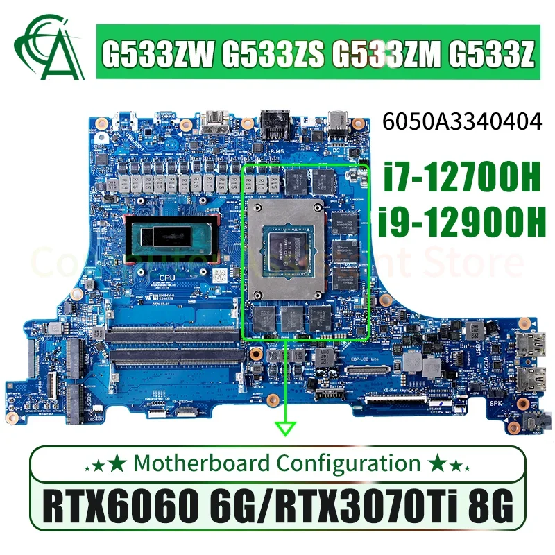 G533R 6050A3340404 For ASUS G533ZW G533ZS G533ZM Laptop Mainboard SRLD1 i7-12700H RTX6060 6G GN20-E3-A Notebook Motherboard Test