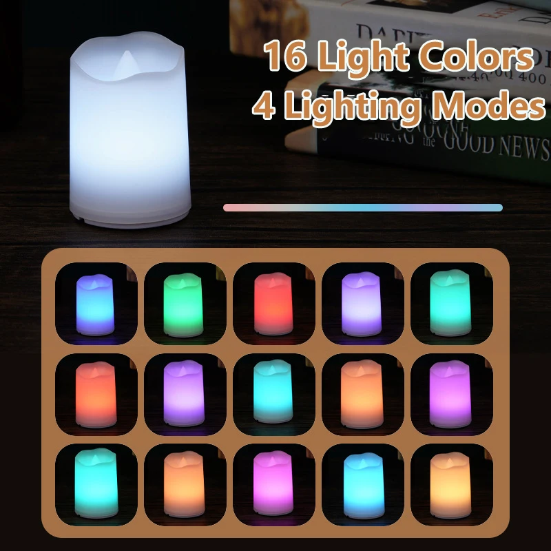 

Luminous Candle Lamp 16 Colors LED Night Light Remote Control Timing Bedside Atmosphere Light For Home Birthday Party Decoration