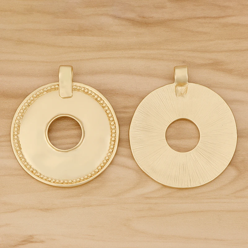 1 Piece Genuine Gold Color Round Medallion Charms Plated Large Bohemia Boho Pendants for DIY Necklace Jewellery Making