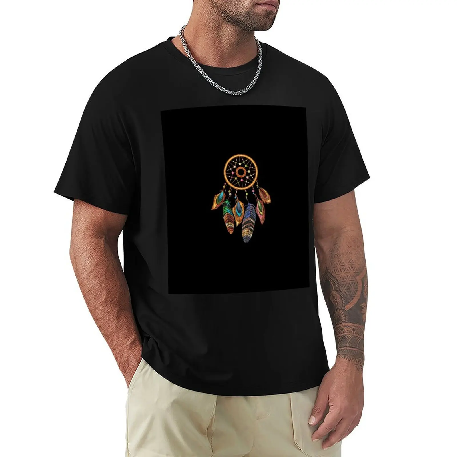 Embroidery dream catcher T-Shirt Vintage Print Crew Neck Tee