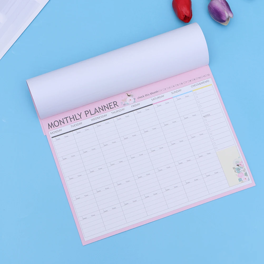 

Tearable Monthly Notepad Thick Paper Daily Planner Inserts Undated Time Management Perforated Pages Office