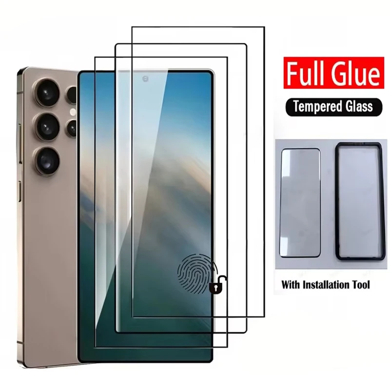 For Samsung S23 S22 Ultra Screen Protector With installar tool Full Glue Glass Galaxy S20 S21 Note 20 Ultra Tempered Glass Film