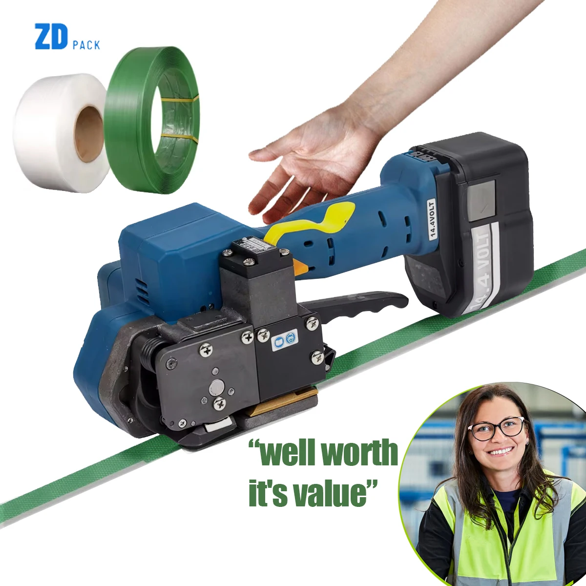 

Upgrade Packing Tool Brick PP PET Bundling Tensioner Strapper Wrapping Tools Rechargeable Battery Electric Strapping Machine