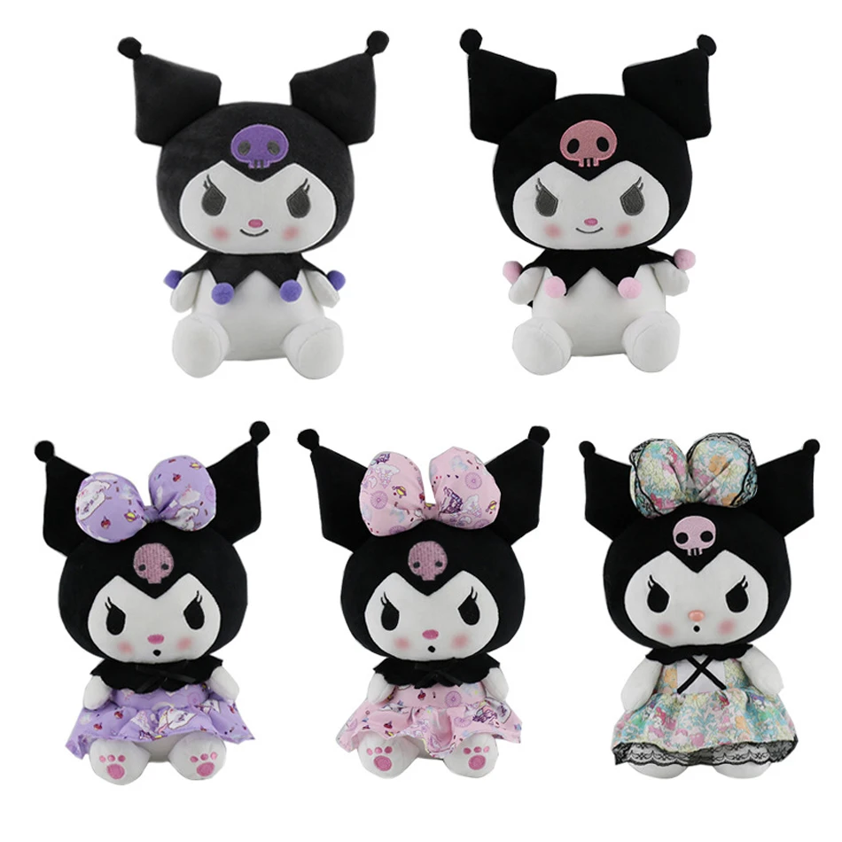 Kuromi Plush Toy Lolita Princess Dress Ragdoll Cartoon Animal Plush Pillows Doll Bedroom Decorations Christmas Gift for Girls