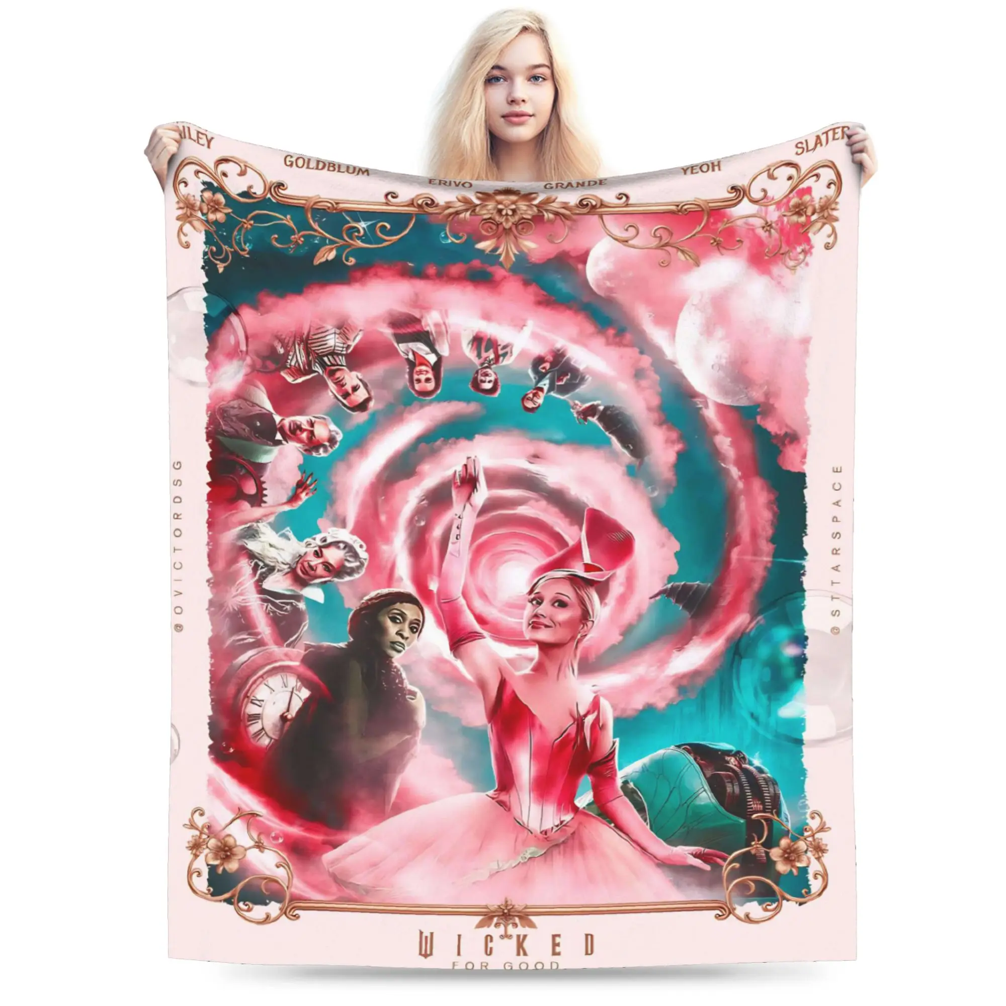 W-Wicked 2 Musical Movie Glinda Elphaba Blanket  Warm Soft Pattern Plush Throw Blanket For Students Bedspread Bed Cover