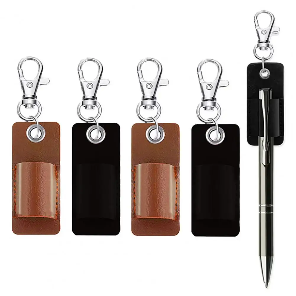 Soft Touch Pen Guard Portable Faux Leather Pen Holder Organizer Keychain for Badge Pencil Protector Neck Lanyard Fine Sewing Pen