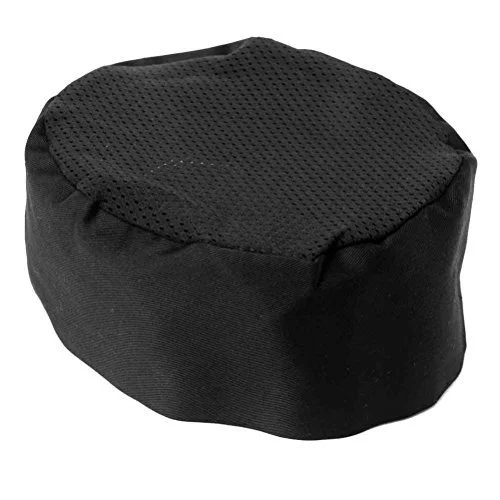 Breathable Mesh Skull Professional Catering Chefs Hat with Adjustable Strap - One Size (Black) Skull cap