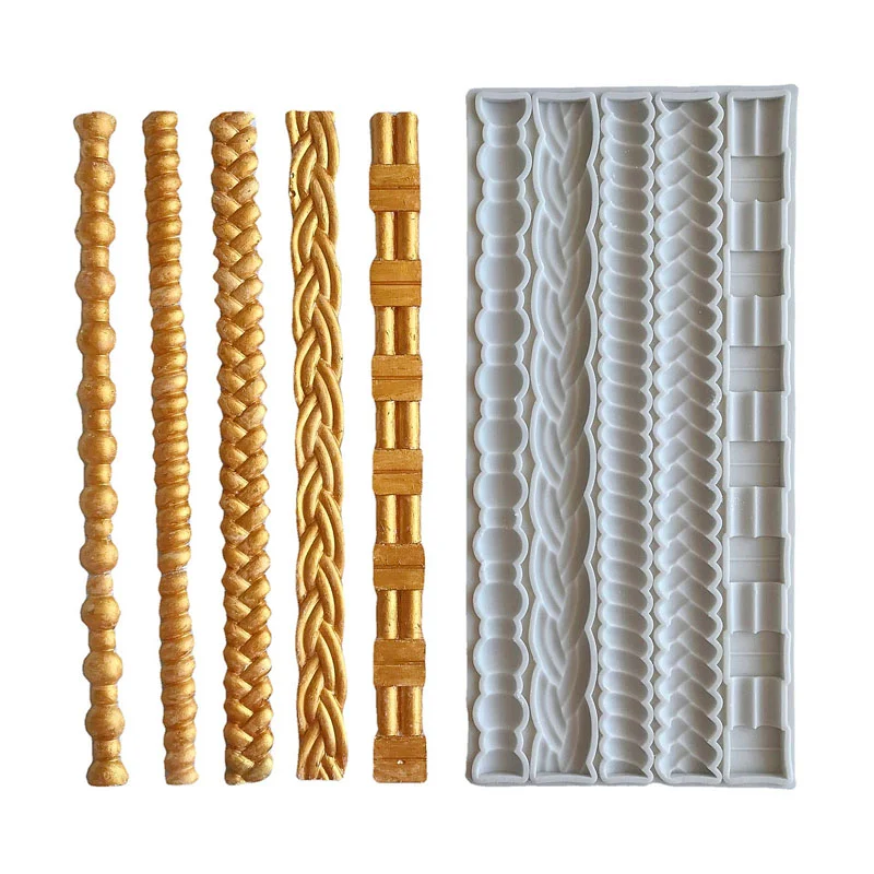 Woven Rope Cake Frame Silicone Mold DIY Epoxy Resin Cake Baking Decoration Woven Rope Pearl Strip Decorative Frame Silicone Mold