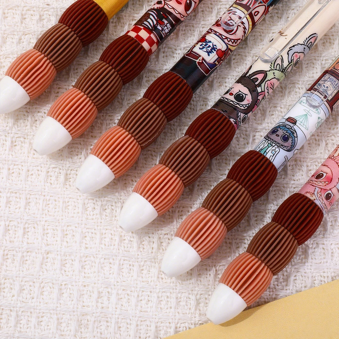 6 pieces Cartoon student ST quick-drying neutral pen press load-reducing pen carbon black pen signature pen image 5