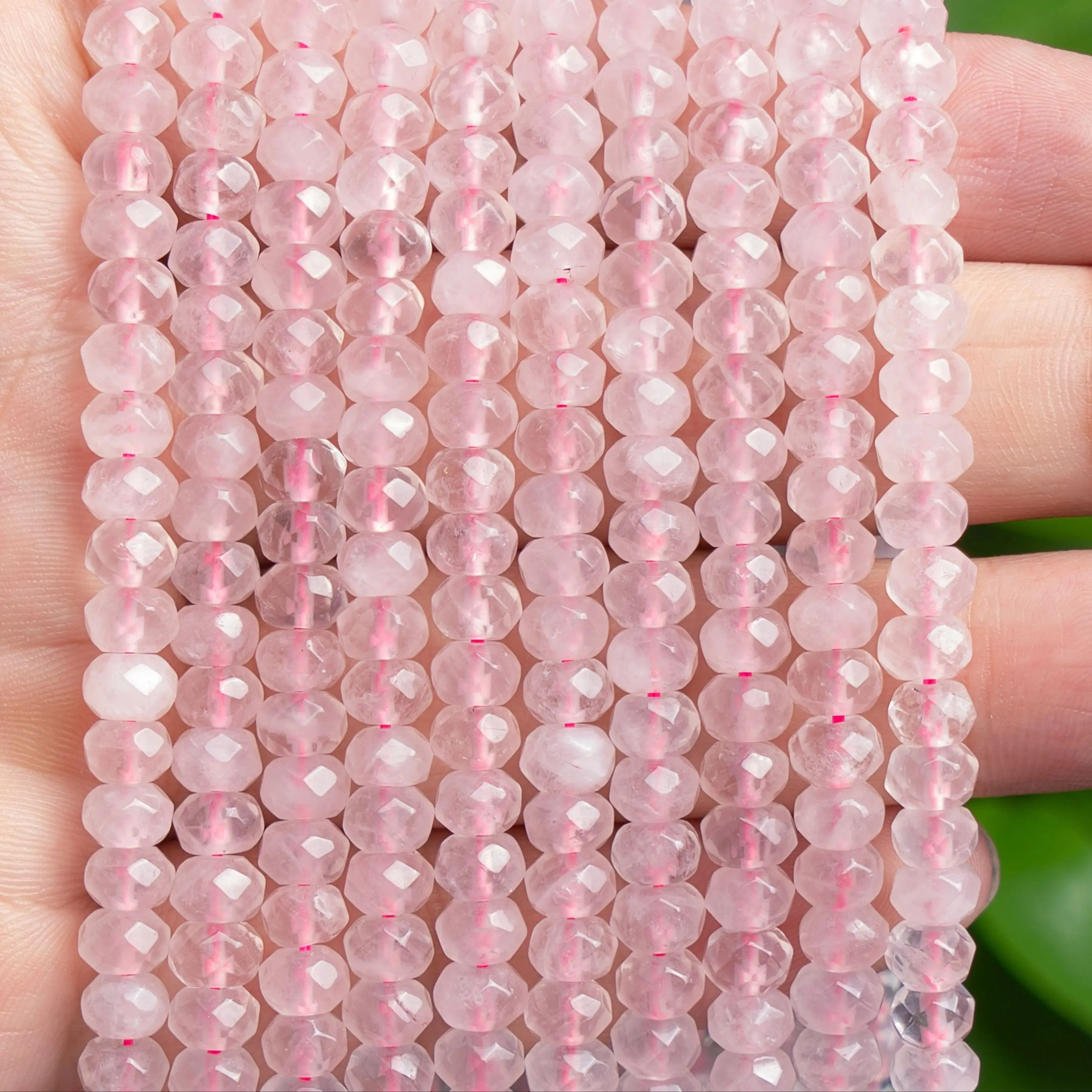 Cuentas de Cuarzo Rosa Grado AAA, Piedras Preciosas Naturales Genuinas, Facetadas en Forma de Rondelle, Opciones de Tamaño 6/8/10mm para la Fabricación de Joyería