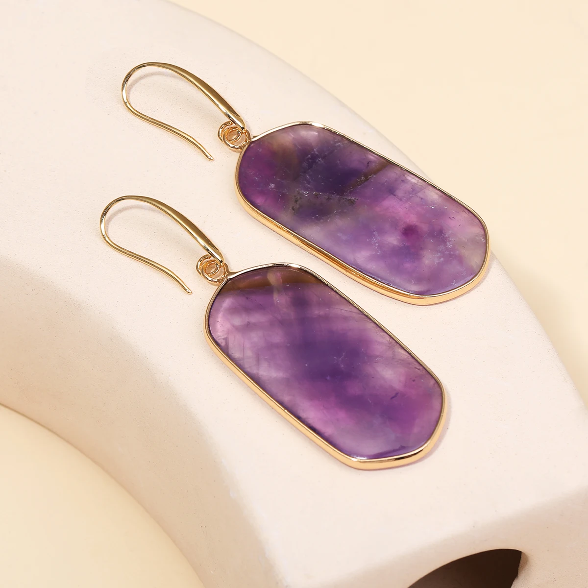 

Hot Fashion Rectangle Natural Stone Earring Women Drop Earrings Women's Earrings Ethnic Gemstones Jewelry Creative Gifts