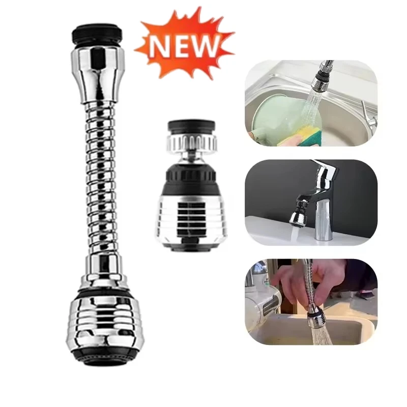 NEW Kitchen Stainless Steel Faucet Sprinkler Water-saving Device Lengthening Rotating Splash Proof Sprinkler Spray Extender