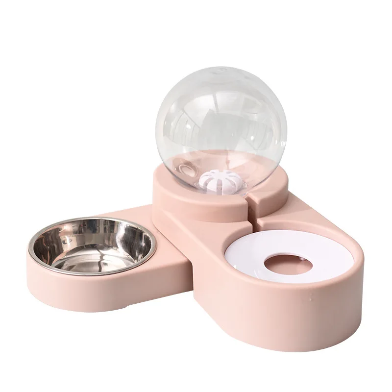 

Spherical Double Automatic Drinking Bowl for Cats and Dogs Non-Wet Mouth Food Bowl Durable Plastic Portable Feedware