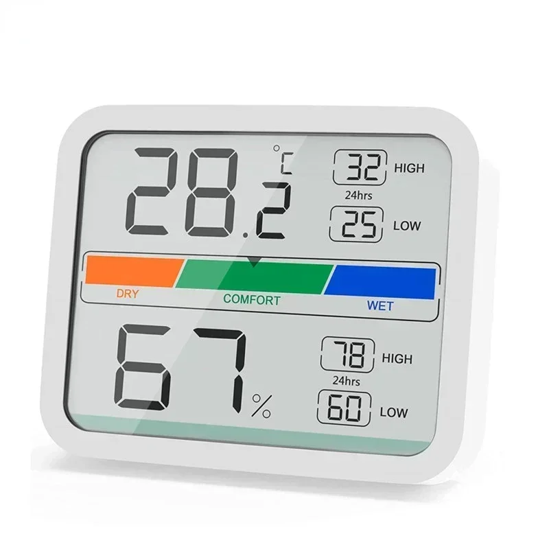 LCD Digital Thermometer 2 Hygrometer Indoor Thermo-Hygrometer with Magnet, MIN/MAX Records for Room Climate Control